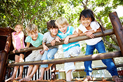 Children on Wooden Structure