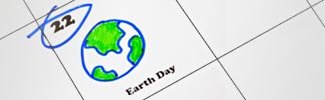 Calendar closup of April 22nd, 2017 with Earth Day circled.