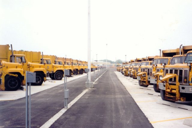 Sanitation truck parking lot on the site