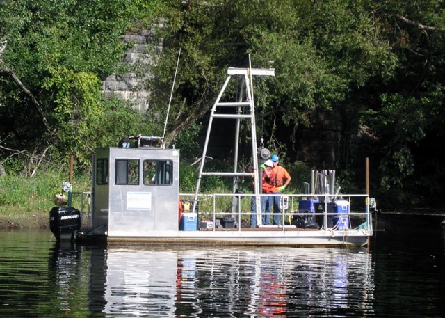 After each dredge pass, sediment core samples are collected and analyzed to determine whether the contamination has been removed.