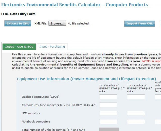 Screenshot of EEBC Tool