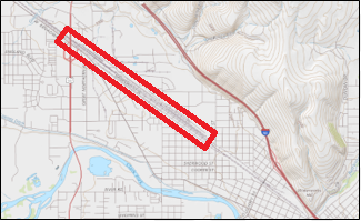 Map of Missoula Montana showing location of railyard