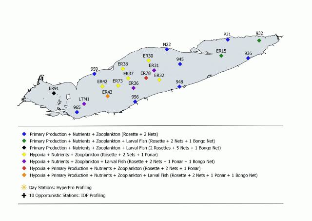 Map of Sites sampled to monitor Lake Erie’s lower food web