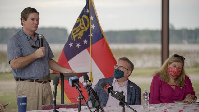 Administrator Wheeler, Assistant Administrator Dunn, and Congressman Austin Scott at Cromley Farm in Brooklet, Georgia. 