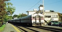 Train th ethe tracks in front of train station