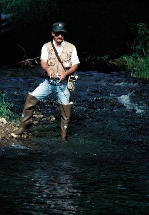 Man in waders fishing