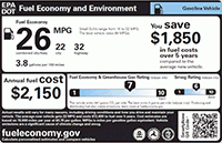 gasoline vehicle fuel economy label