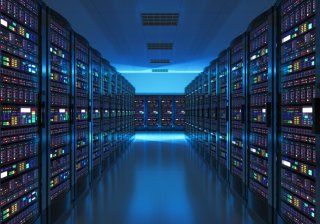 Stock photo of a server room.