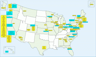 Map of the United States showing cities and counties featured in examples in the tool.