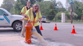 broken fire hydrant