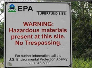 EPA sign warning of hazardous substances