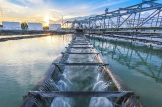 Water treatment infrastructure for drinking water. The graphic displays systems associated with processing drinking water prior to delivery to customers