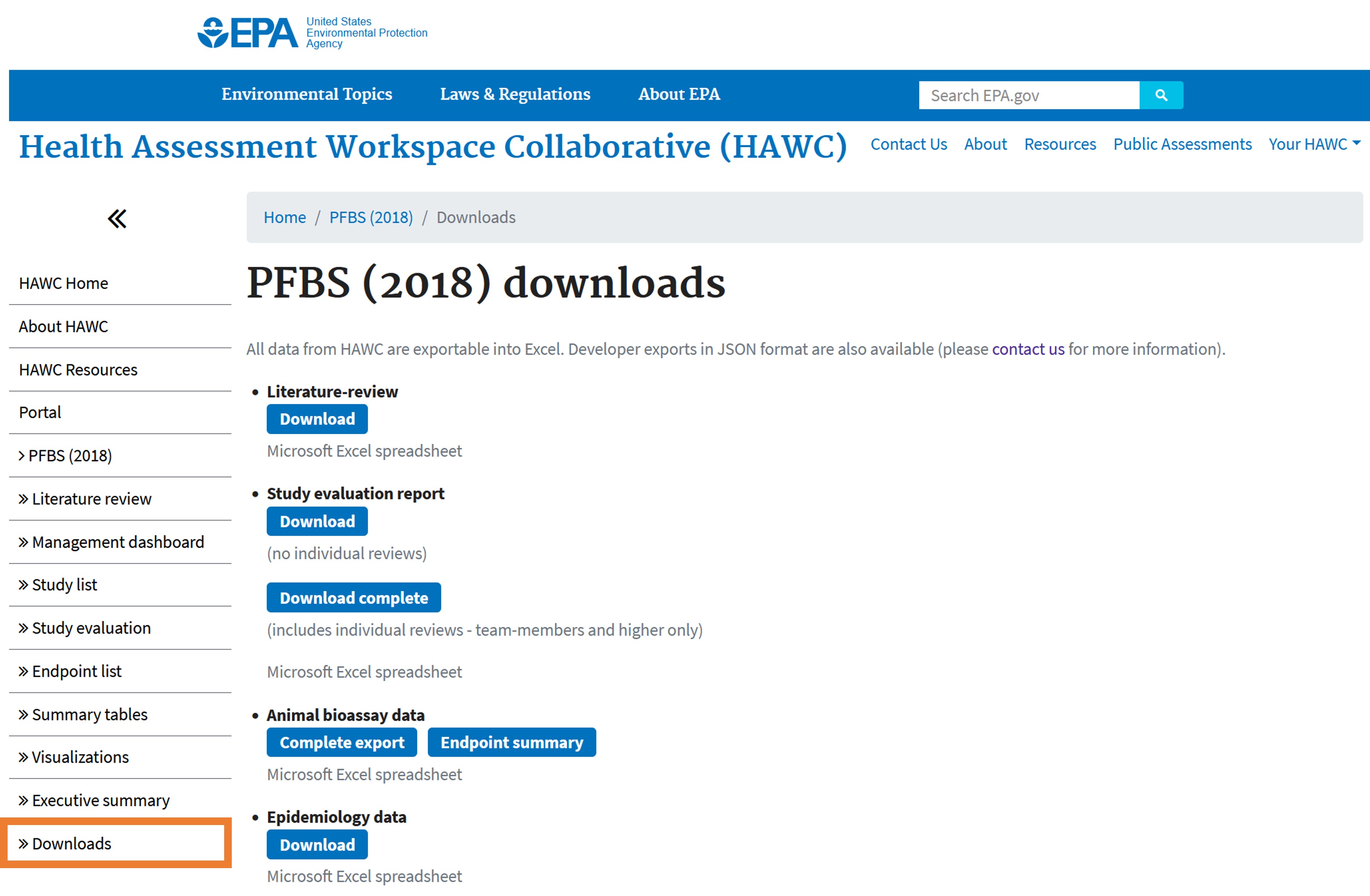 Illustration of the data download page