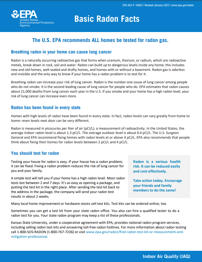 image of the radon factsheet