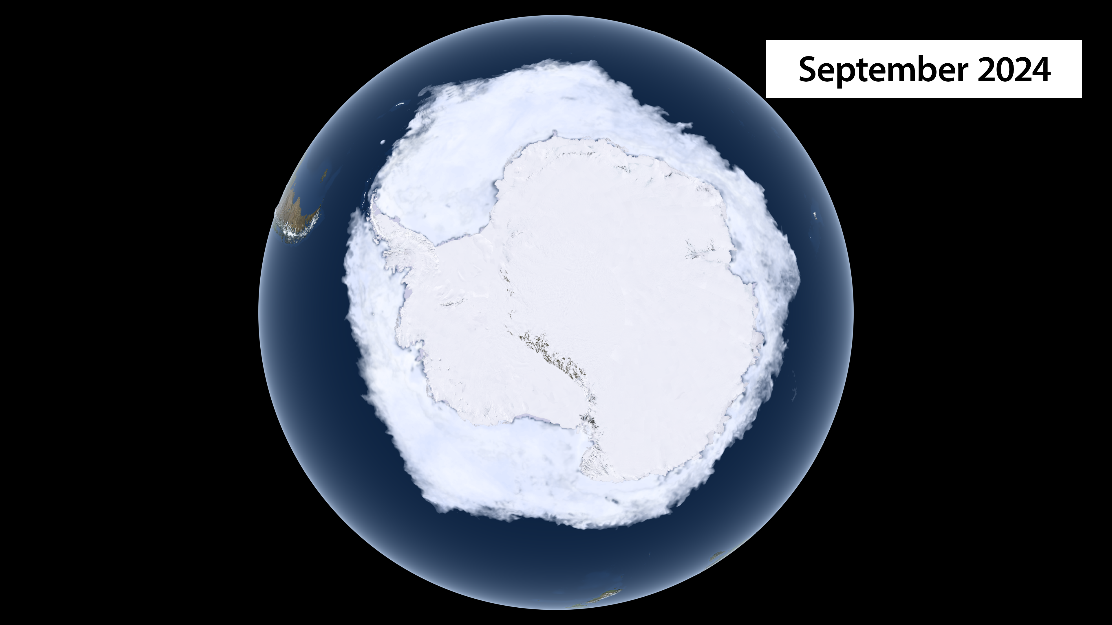 Map of Antarctic sea ice in September 2024