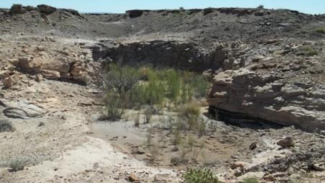 Desert landscape with a rock ridge