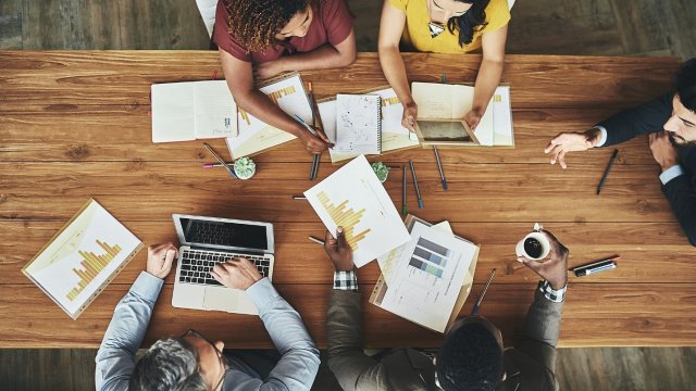 People working together around a table