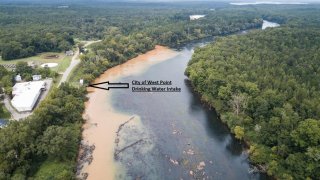 Impact to the Chattahoochee River due to the illegal sediment discharges from the Swinerton solar farm construction site in Alabama. 