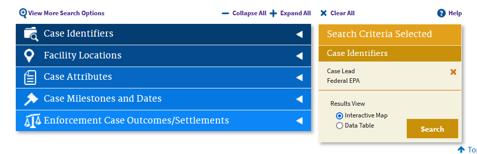 Use the pull down menus to fill in search parameters image