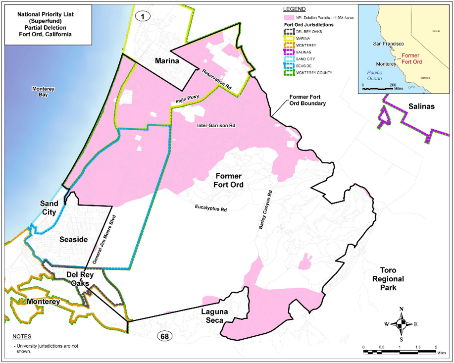 Map of the former Fort Ord NPL