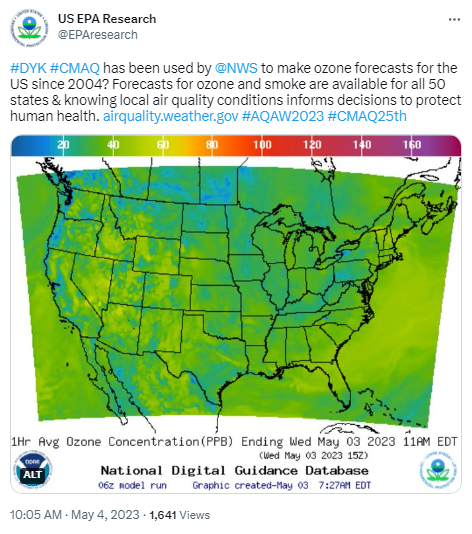 The initial release of the National Air Quality Forecasting System included technical contributions and evaluation from current CMAQ Team members Jon Pleim, George Pouliot, David Wong Rohit Mathur, Daiwen Kang, and Tanya Spero. See this paper: https://doi.org/10.1175/WAF855.1