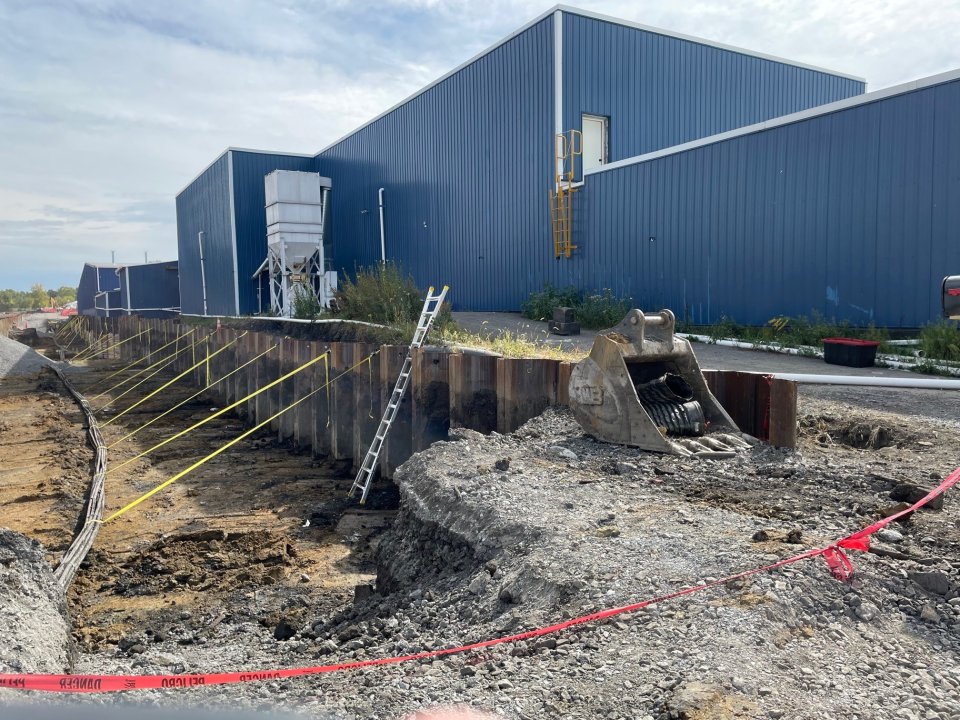 Excavation behind the Ceramfab building