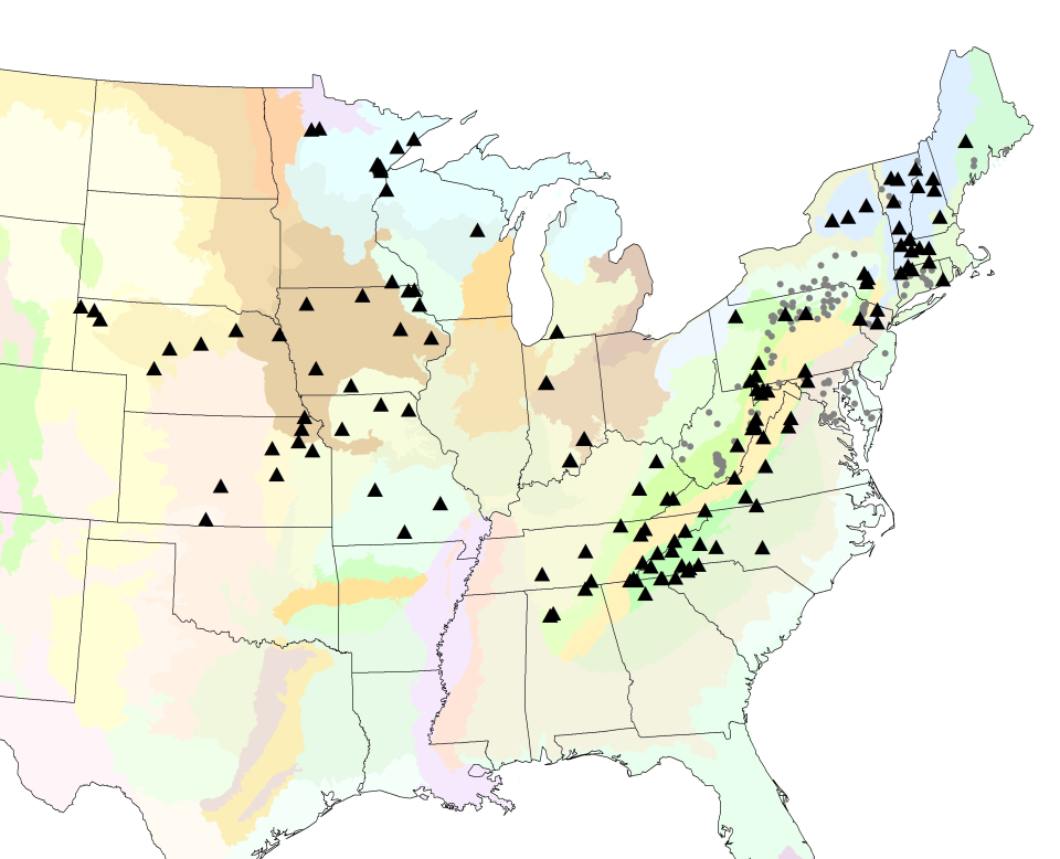 Map showing locations of active stream RMN sampling sites.