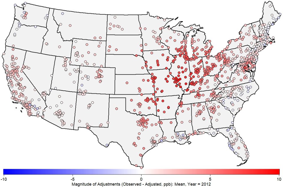 Map of 2012 met-adjusted ozone concentrations