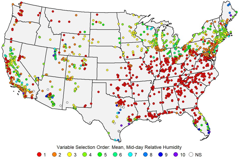 Map of mid-day relative humidity