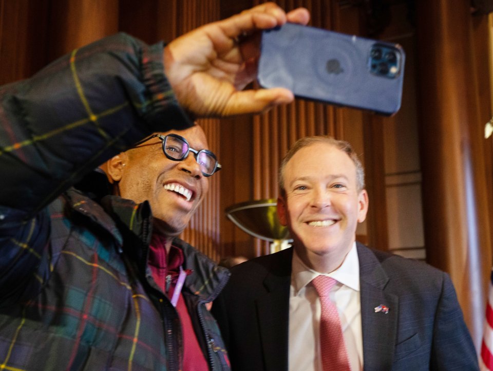 EPA Administrator Zeldin and an agency colleague take a selfie at EPA Headquarters, Washington, February 2025