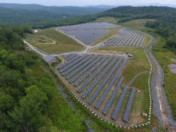 aerial view of solar panels