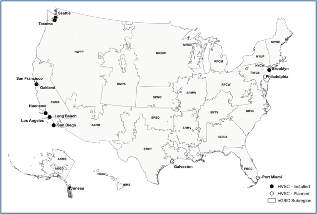 shore power locations in the united states