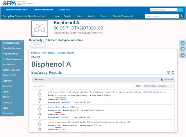 PubChem Sub-Tab - Dashboard