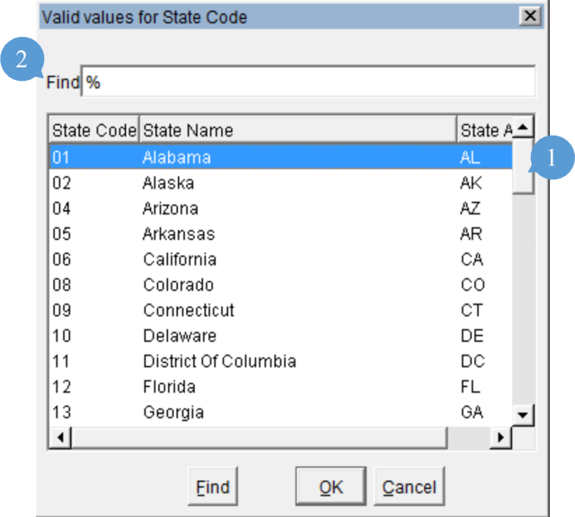 example of the find state function in AQS