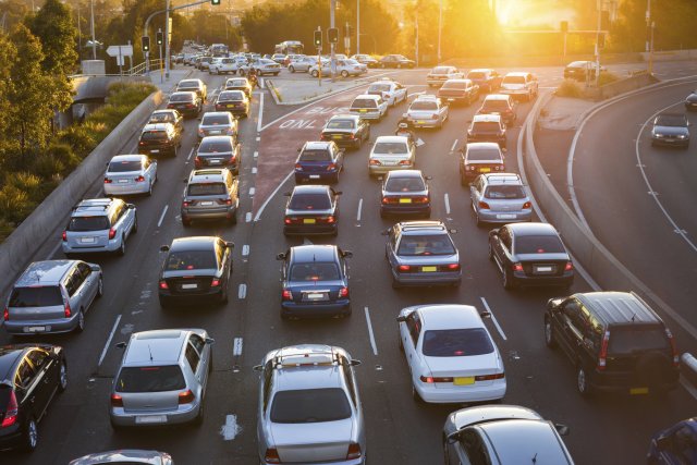 Aerial view of traffic