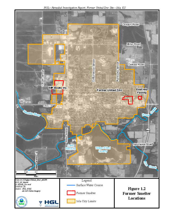 Map showing boundaries of Former United Zinc Superfund Site