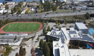 Aerial photo of Meeting Street, a state-of-the-art educational center