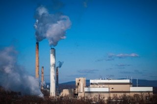 smoke stacks on an industrial facility