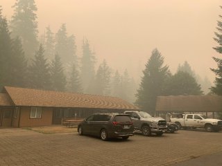 Hazardous smoke conditions at the living quarters of the HJ Andrews Experimental Forest. Photo by  Amara Holder.