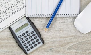 Basic desktop items sitting on a desk