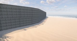 Artist’s rendering of reinforced concrete wall (image courtesy of US Army Corps of Engineers and Jacobs Engineering).