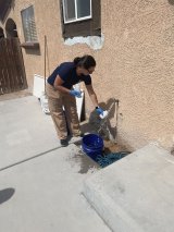 EPA inspector testing for PFAS at a federal facility.